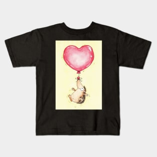 Cute Watercolor Hedgehog Heart Balloon Kids T-Shirt